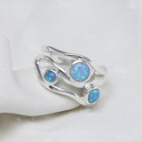 Three Blue Fire Opal Gemstone Ring