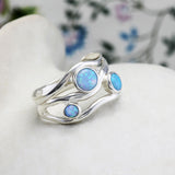 Three Blue Fire Opal Gemstone Ring