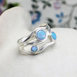 Three Blue Fire Opal Gemstone Ring
