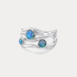 Three Opal Gemstone Sterling Silver Ring