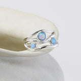 Three Blue Fire Opal Gemstone Ring