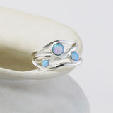 Three Blue Fire Opal Gemstone Ring