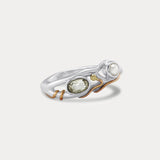 Elegant Freshwater Pearl and Green Amethyst Ring