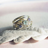 Blue Topaz, Amethyst & Iolite Silver Ring