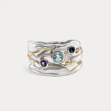 Blue Topaz, Amethyst & Iolite Silver Ring