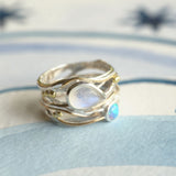 Rainbow Moonstone and Fire Opalite Statement Ring