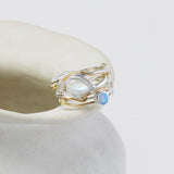 Rainbow Moonstone and Fire Opalite Statement Ring