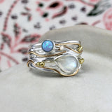 Rainbow Moonstone and Fire Opalite Statement Ring