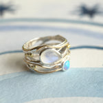 Rainbow Moonstone and Opal Signature Ring