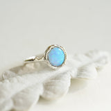 Handmade Sterling Silver and Blue Opal Solitaire Ring