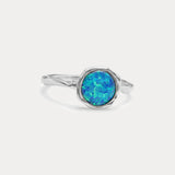 Handmade Sterling Silver and Blue Opal Solitaire Ring