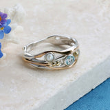 Pearl and Blue Topaz Sterling Silver Ring