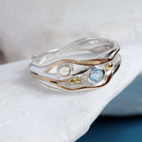 Pearl and Blue Topaz Sterling Silver Ring