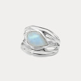 Sterling Silver Rainbow Moonstone Statement Ring