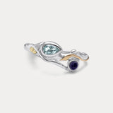 Dainty Iolite and Blue Topaz Ring