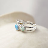 Two Tone Opal Flower Ring