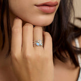 Two Tone Opal Flower Ring