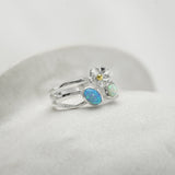 Two Tone Opal Flower Ring