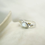 Teardrop Rainbow Moonstone Ring