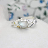 Teardrop Rainbow Moonstone Ring