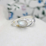 Teardrop Rainbow Moonstone Ring