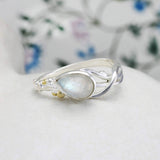 Teardrop Rainbow Moonstone Ring
