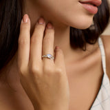 Teardrop Rainbow Moonstone Ring