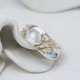 Moonstone and Blue Topaz Ring