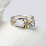 Blue Topaz and Moonstone Ring