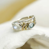 Moonstone and Blue Topaz Ring