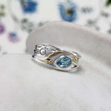 Freshwater Pearl and Teardrop Blue Topaz Ring