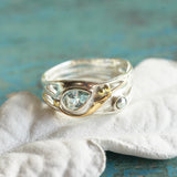 Freshwater Pearl and Teardrop Blue Topaz Ring