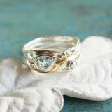 Freshwater Pearl and Teardrop Blue Topaz Ring