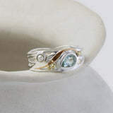 Blue Topaz and Pearl Molten Pendant, Ring and Earrings Set