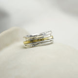Organic Brass and Sterling Silver Spinner Ring