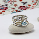 Blue Topaz and Pearl Ring | Isla silver