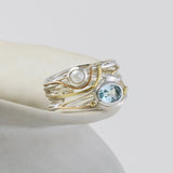 Blue Topaz and Freshwater Pearl Statement Ring