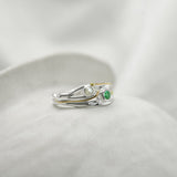 Emerald Silver Round Pendant, Ring and Earrings Set