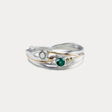 Sterling Silver Pearl and Emerald Ring
