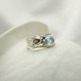 Organic Smokey Quartz and Blue Topaz Ring