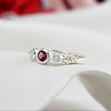 White Topaz and Pink Tourmaline Ring