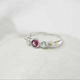 White Topaz and Pink Tourmaline Ring