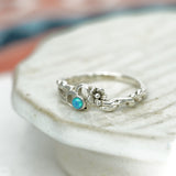 Sterling Silver Opal Dainty Flower Ring