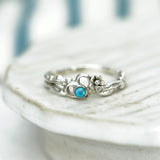Sterling Silver Opal Dainty Flower Ring