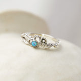 Sterling Silver Opal Dainty Flower Ring