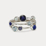 Multi-Banded Iolite, Blue Topaz, Moonstone and Lapis Statement Ring