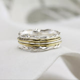 Sterling Silver and Gold Trio Band Spinning Ring