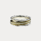 Sterling Silver and Gold Trio Band Spinning Ring