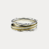 Sterling Silver and Gold Trio Band Spinning Ring