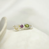 Peridot and Pink Tourmaline Flower Ring